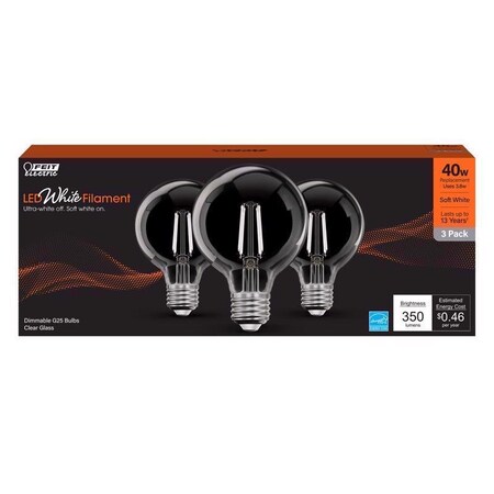 Feit Electric FT LED G25 SW 40W, 3PK G2540927CAWFIL3