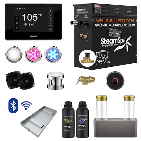 Steamspa 6kW QuickStart Steam Bath Generator with Dual Aroma Pump in Polished Chrome BKT600CH-ADP