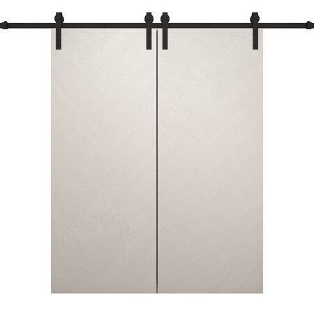 Sartodoors Modern Double Barn Door 56 x 80 inches, Ego 5005 Painted White Oak, 13FT Rail Track Set, Solid Pa EGO5005DB-PWO-56