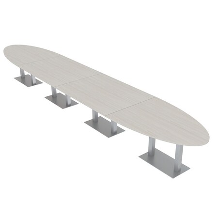 Skutchi Designs Oval Conference Table With Power, 48 in W, 264 in L, Ivory HAR-OVL-48X264-DOU-K458-NA