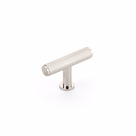 Schaub 2in Center to Center Pub House Knurled T Cabinet Knob Polished Nickel Finish 5001-PN