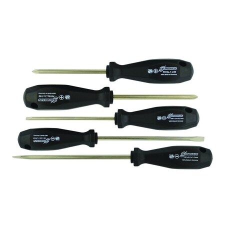 Bondhus Set 5 BasicGrip Slotted & Phillips Screwdrivers; 5/32, 7/32, 1/4', PH1 and PH2 1675801300