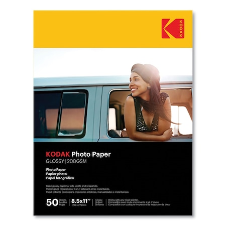 Kodak Photo Paper, 8 mil, 8.5 x 11, Glossy White, PK50, 50PK 41182