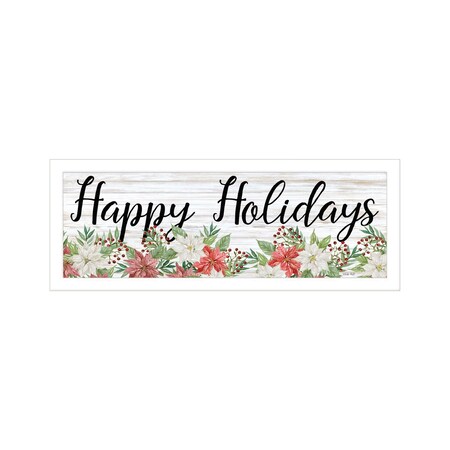 Homeroots Happy Holiday White Framed Print Wall Art 529701