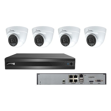 Speco Technologies Security Camera Kit, Turret, 1 TB, 12V DC ZIP4T1B