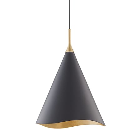 Hudson Valley Lighting Martini 1 Light Pendant 13 In. Gold Leaf/Black Combo 9613-GL/BLK