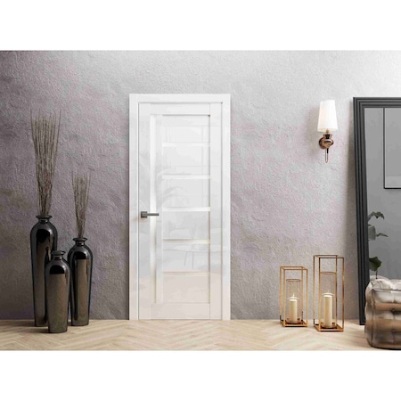Sartodoors Interior Door 30x84 inches White Solid Core Modern Interior QUADRO4088ID-GLOS-3084