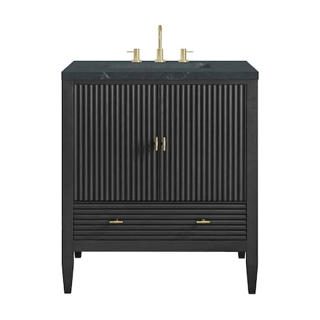 James Martin Vanities Myrrin 30" Single Vanity, Carbon Oak w/ 3 CM Charcoal Soapstone Silestone Top 485-V30-CBO-3CSP