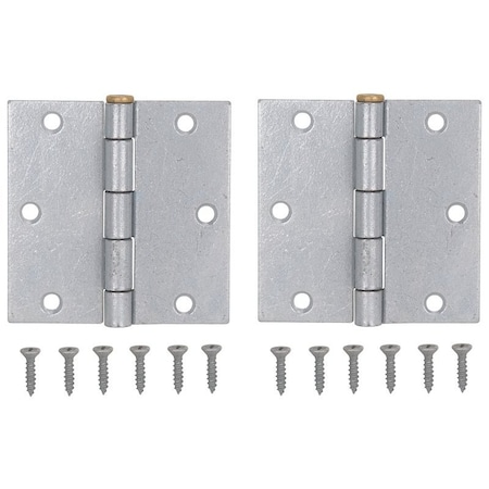 Prosource Square Corner Door Hinge, Steel, Mechanical Galvanized, Loose Pin, 180 deg Range of Motion 20338MGS-PS
