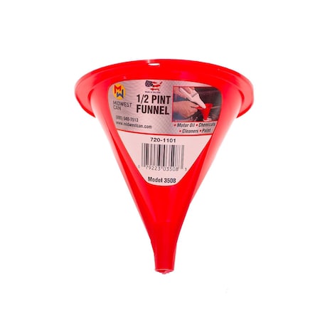 Midwest Can Red 4.5 in. H Polyethylene 0.5 pt Funnel 3508
