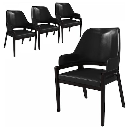 Leisuremod Ethora Collection Modern Wooden Dining Chair in Black, 4PK EC22BL4