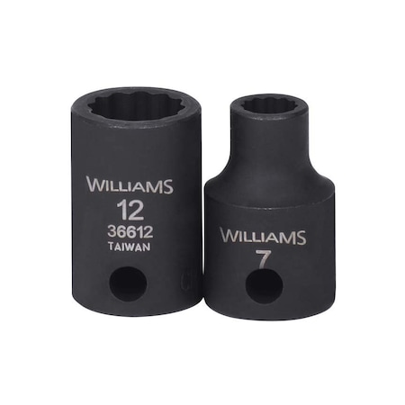 Williams 3/8" Drive Impact Socket Black Industrial, 3/8" D, 9mm 12Pt JHW36609