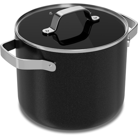 Bakkenmaster 5-Qt Ceramic Coated Stock Pot with Lid, Nonstick, Oven Safe, PTFE and PFAS Free, Black BKCRSTKPTBL5KK