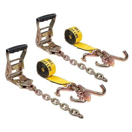 Mytee Products 2in Chain Ratchet Straps w/RTJ Tie Down Roll Back Tow Truck Car Hauler, 2PK RSRTJ28CEx2