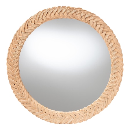 Bali & Pari Nara Braided Natural Rattan Accent Mirror, Round 267-14612-ZORO