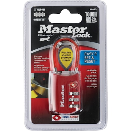 Master Lock 1.19'' Steel Shackle Combination Padlock, TSA Accepted 4688D