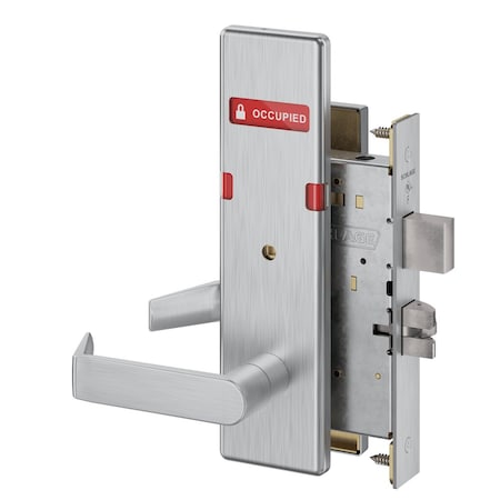 Schlage Grade 1 Privacy with Deadbolt Mortise Lock, Non-Keyed, 06 Lever, N Escutcheon, Exterior Indicator i L9440 06N 626 OS-OCC