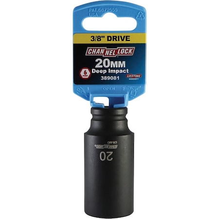 Channellock 3/8'' Drive 20 mm 6-Point Deep Metric Impact Socket S1815800122023001
