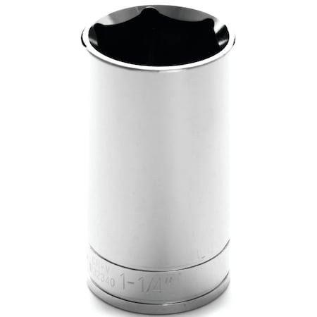 Perform Tool Socket 1/2 In Drive; 11/4 In; Standard; Deep Socket; 6 Point; Polished Nickel Chrome Plated W32340