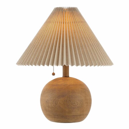 Jonathan Y Aksel 17.25" Coastal Scandinavian Resin/Iron Sphere LED Table Lamp w/Pleated Shade and Pull Chain, Br JYL1145A