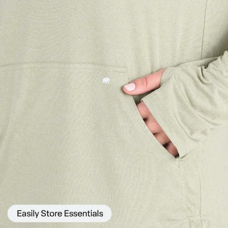 Berne Womens XL Heathered Seagrass Long Sleeve Hooded UPF Sun Shirt WSH13HSEAR480