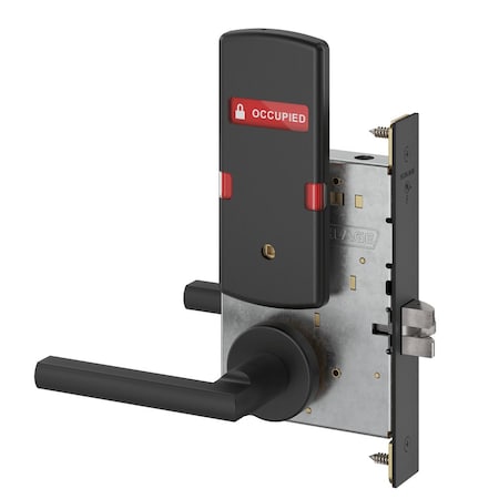 Schlage Grade 1 Bed Bathroom Privacy Mort Lock, Latitude Lever, A Rose, Flat Black Coated L9040 LATA 622 OS-OCC