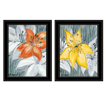 Homeroots Set Of Two Tiger Lilies 2 Black Framed Print Wall Art, 2PK 406033