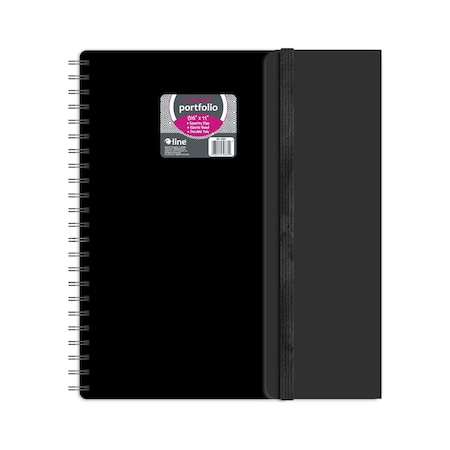 C-Line Products 8-1/2" x 11" Black Spiral Bound 8-Pocket Poly Portfolio with Security Flap, 1/EA, 12EA/DS, 2DS/CT 32881-DS