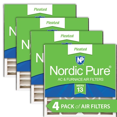 Nordic Pure 20x20x5 Pleated Air Filter, High Capacity, Electrostatically Charged Synthetic Media, MERV 13, 4 PK 20x20x5ABM13-4