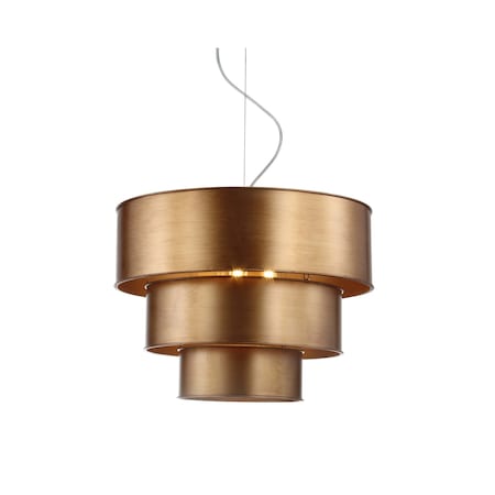 Jonathan Y Lynn 21" 3-Tier Metal LED Pendant, Gold JYL9036A