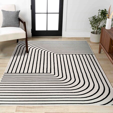 Jonathan Y Odense High-Low Minimalist Angle Geometric Black/White 3 ft. x 5 ft. Area Rug SCN101G-3