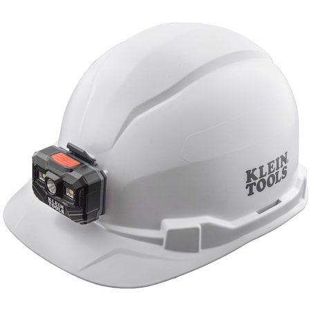 Klein Tools Hard Hat with Lamp, PC/ABS, 4-point Point Ratchet with Pivot, Type 1, Class E, White 60107RL