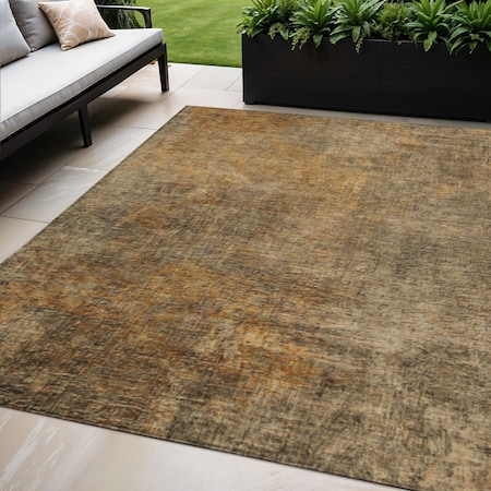 Homeroots 5' X 8' Brown Beige And Taupe Abstract Washable Indoor Outdoor Area Rug 577644