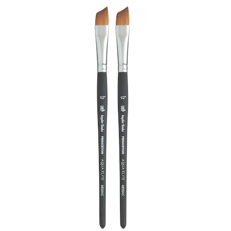 Princeton Aqua Elite Angle Shader Brush, Synthetic Bristles, Short Handle Watercolor, Size 1/2 inch, 2PK P4850AS050