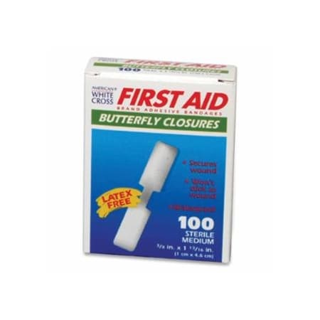 Medi-First Butterfly Bandage, 3/8 in W, 1-13/16 in L, Adhesive 899-60233