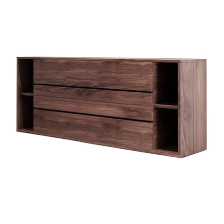 Homeroots 63" Walnut Solid Wood Six Drawer Double Dresser 473097