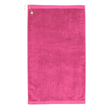 Towelsoft Premium 16 inch x 26 inch Velour Golf Towel with Corner Hook &Grommet Placement-Hot Pink Golf-GV1201CL-HPNK