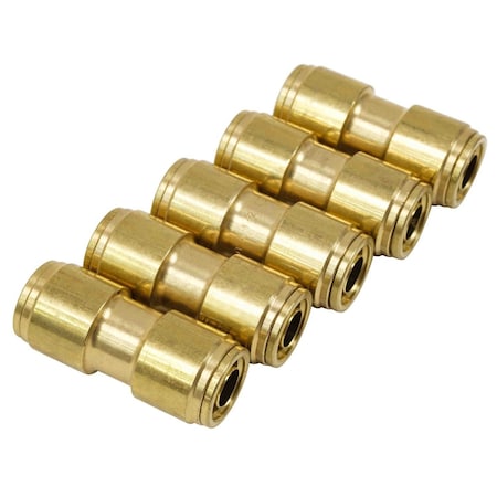 Mytee Products DOT Union Connector Brass Push-Lock Air Brake Fitting 1/2in Tube OD, Set of 5pcs MP-ABF-UNION12
