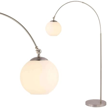 Jonathan Y Nora 71" Coastal Vintage Iron LED Floor Lamp, Nickel/White JYL3089B
