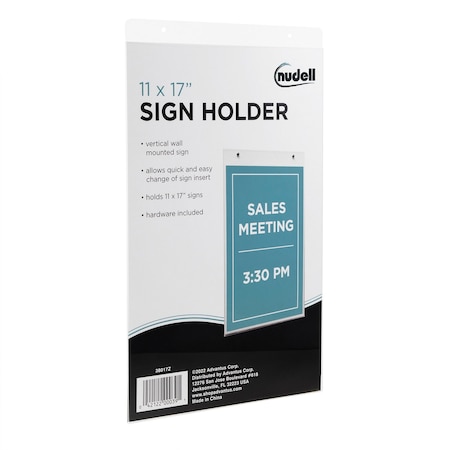 Nudell Sign Holder, Wall Mounted, Clear, 11x17 in 38017Z
