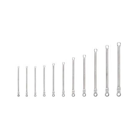 Tekton Long Fixed/Flex Head 12-Point Ratcheting Box End Wrench Set, 11-Piece, 1/4-3/4'' WRB95001