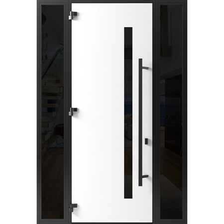 Vdomdoors Front Exterior Prehung Steel Door Ronex0162 Red Oak 96 2 Sidelight Exterior Windows Sidelites Entry RONEX0162EXD-RED-W14+36+14xH96-RH-I