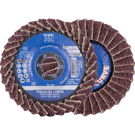 Pferd PFERD Flap Disc, PVL-R, POLIVLIES CURVE, 5in x 7/8, Medium, Aluminum oxide 45924