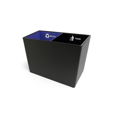 Hapco Elmar Signature Dual Chamber Vegan Leather 18 Quart Rectangular Wastebasket, Monterey Black, 6PK SWB118MBLK