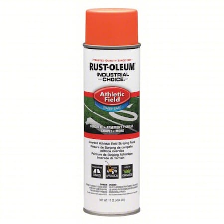 Rust-Oleum Athletic Field Striping Paint, 17 oz., Fluorescent Orange, Water -Based 257406