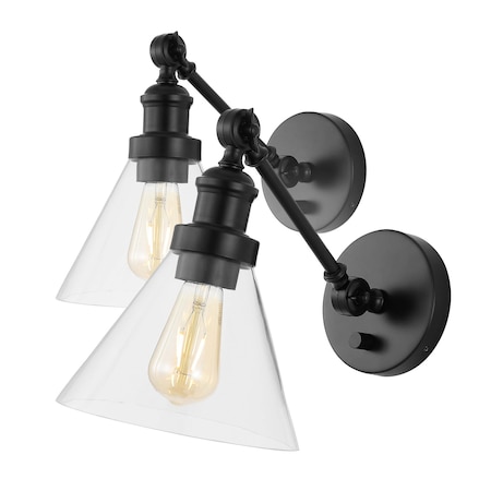 Jonathan Y Cowie 8" Iron/Glass Adjustable LED Wall Sconce, Oil Rubbed Bronze, 2PK JYL7575A-SET2