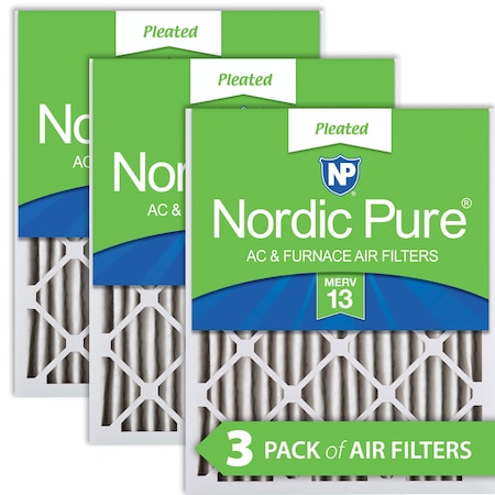 Nordic Pure 14x20x2 Pleated Air Filter, High Capacity, Electrostatically Charged Synthetic Media, MERV 13, 3 PK 14x20x2M13-3