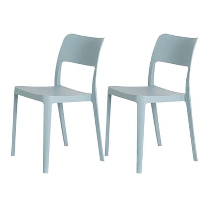 Homeroots Set of Two Baby Blue Heavy Duty Plastic Outdoor Stacking Accent Chairs, 2PK 565223