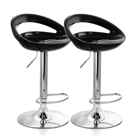 Elama 2 Piece Retro Adjustable Bar Stool in Black with Chrome Base ELM806BLK