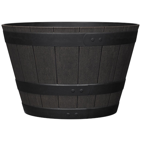 L&G 12 in. H X 19 in. W X 19 in. D X 19 in. D Polyresin Whiskey Barrel Planter Brown PVH6019TNI